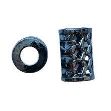 Koord einde metaal 17 mm - gevlochten cilinder gunmetal / zwart zilver (opening 6 mm)